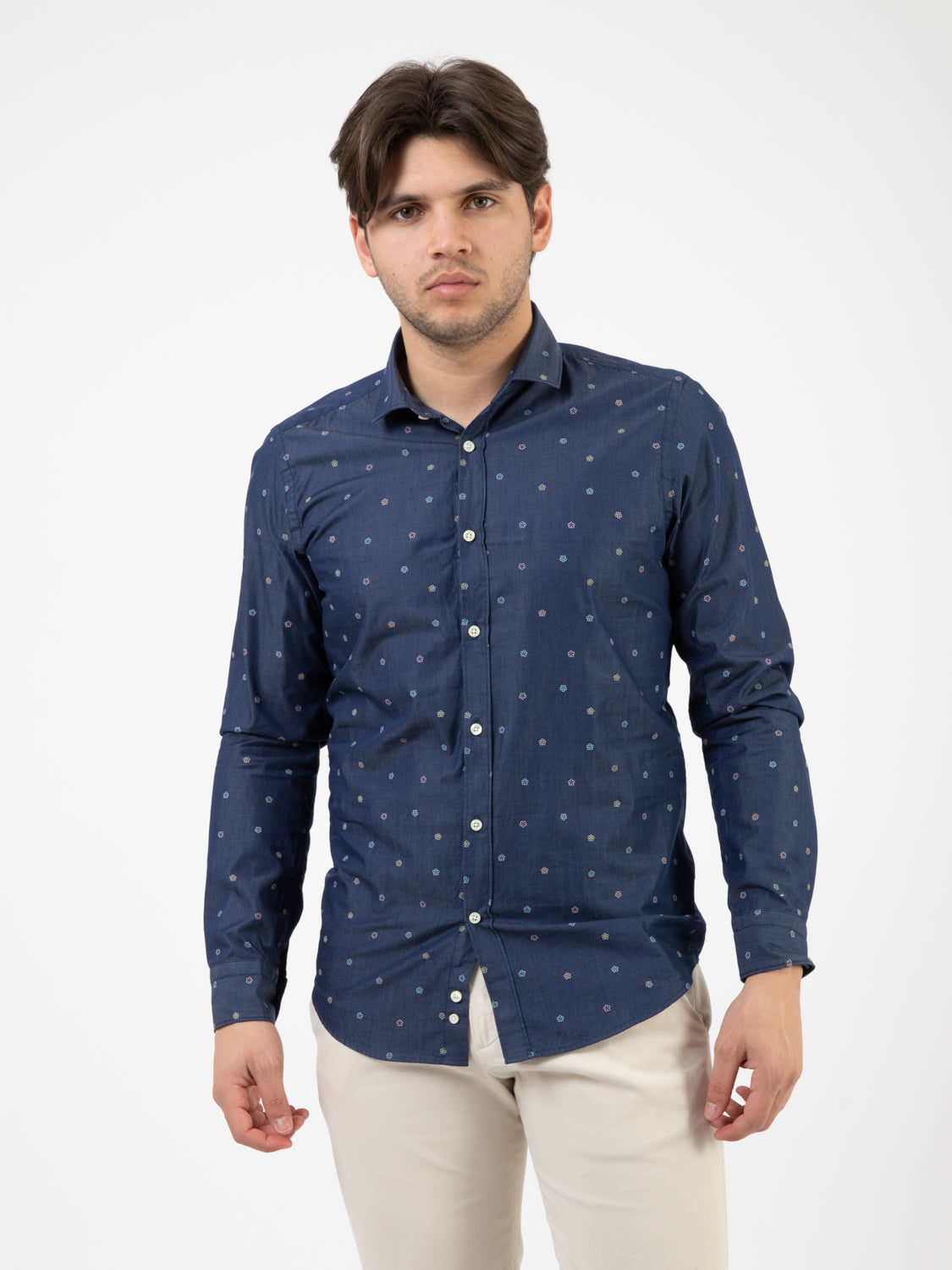 Blue floral patterned shirt