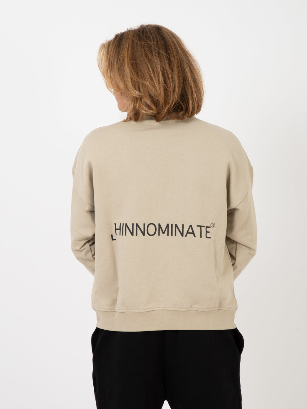 Beige long sleeve crewneck sweatshirt