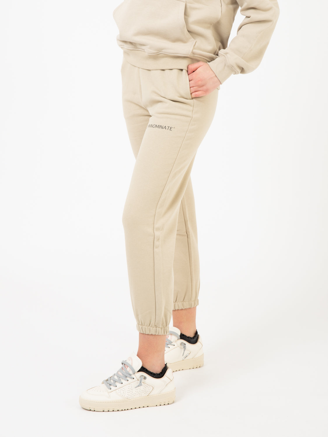 Beige Printed Fleece Joggers