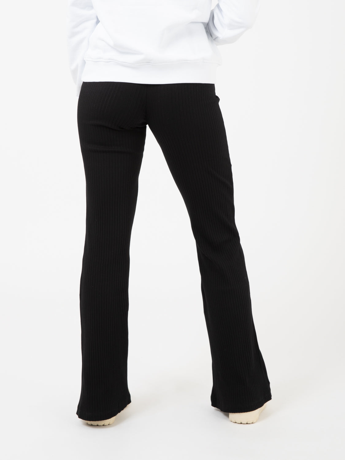 Black Printed Ribbed Trousers