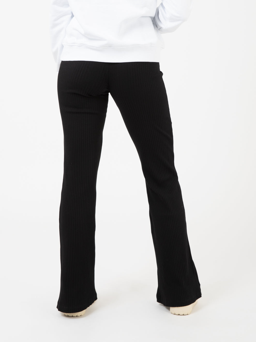 Black Printed Ribbed Trousers