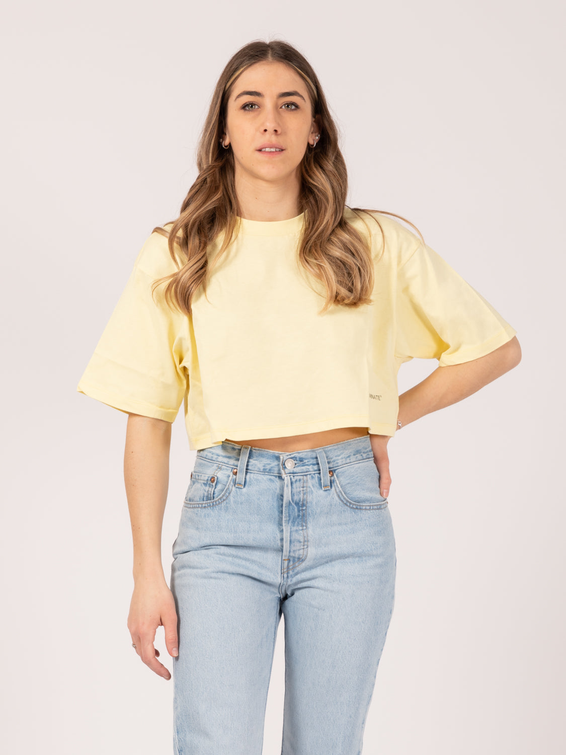 T-shirt corta jersey giallo paglia