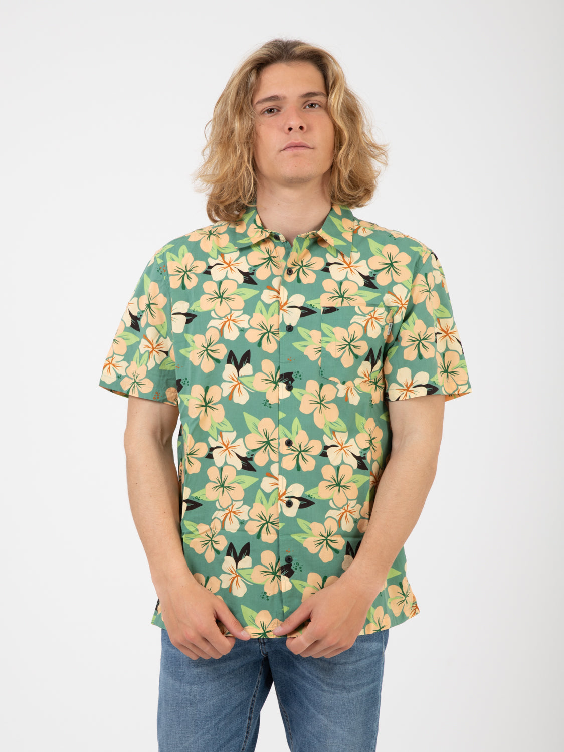Camicia Rincon fantasia floreale cilantro