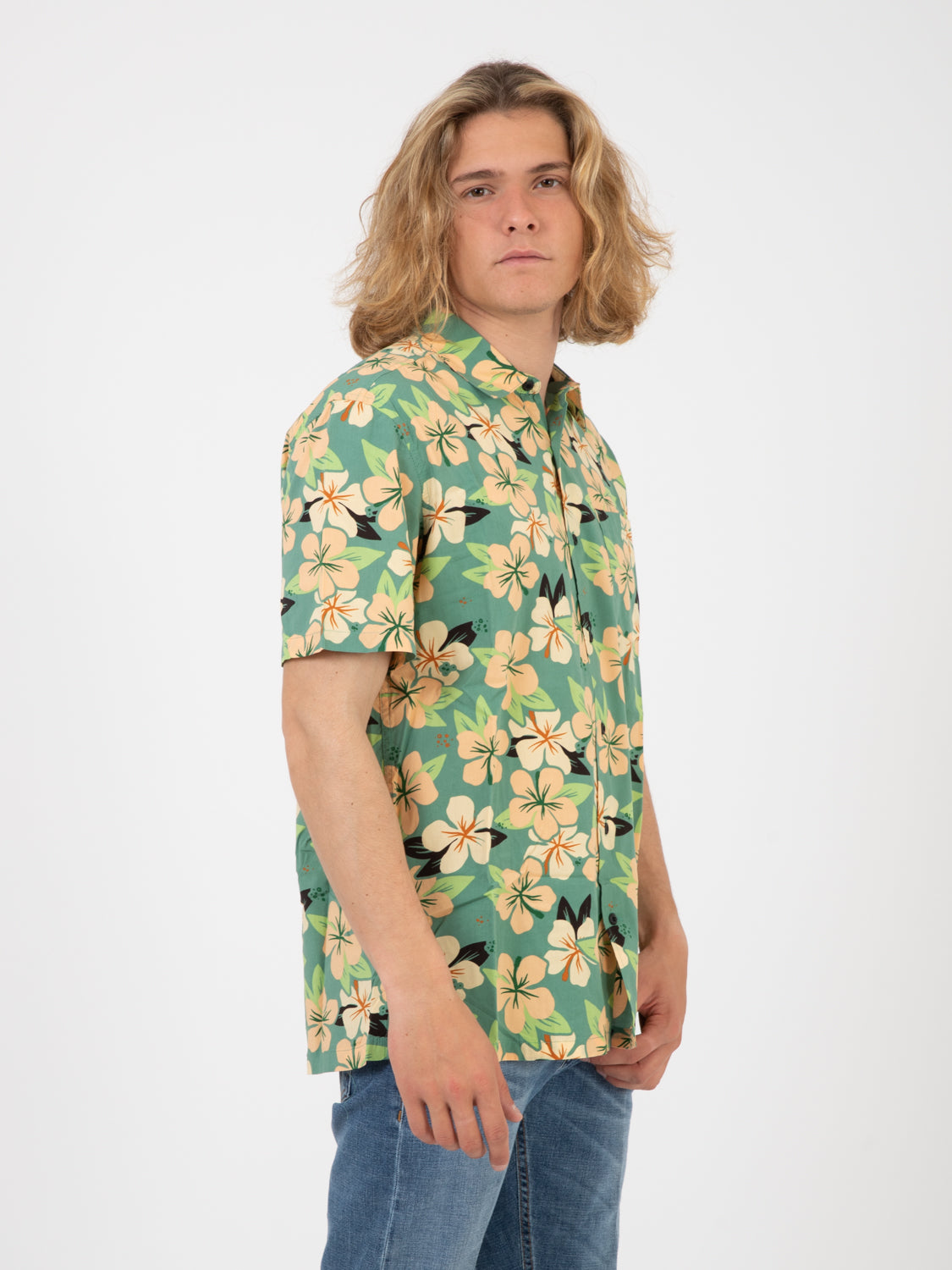 Camicia Rincon fantasia floreale cilantro