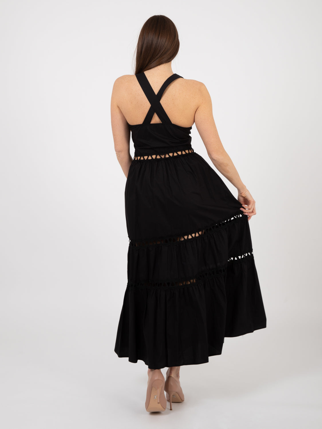 Long dress with black embroidery