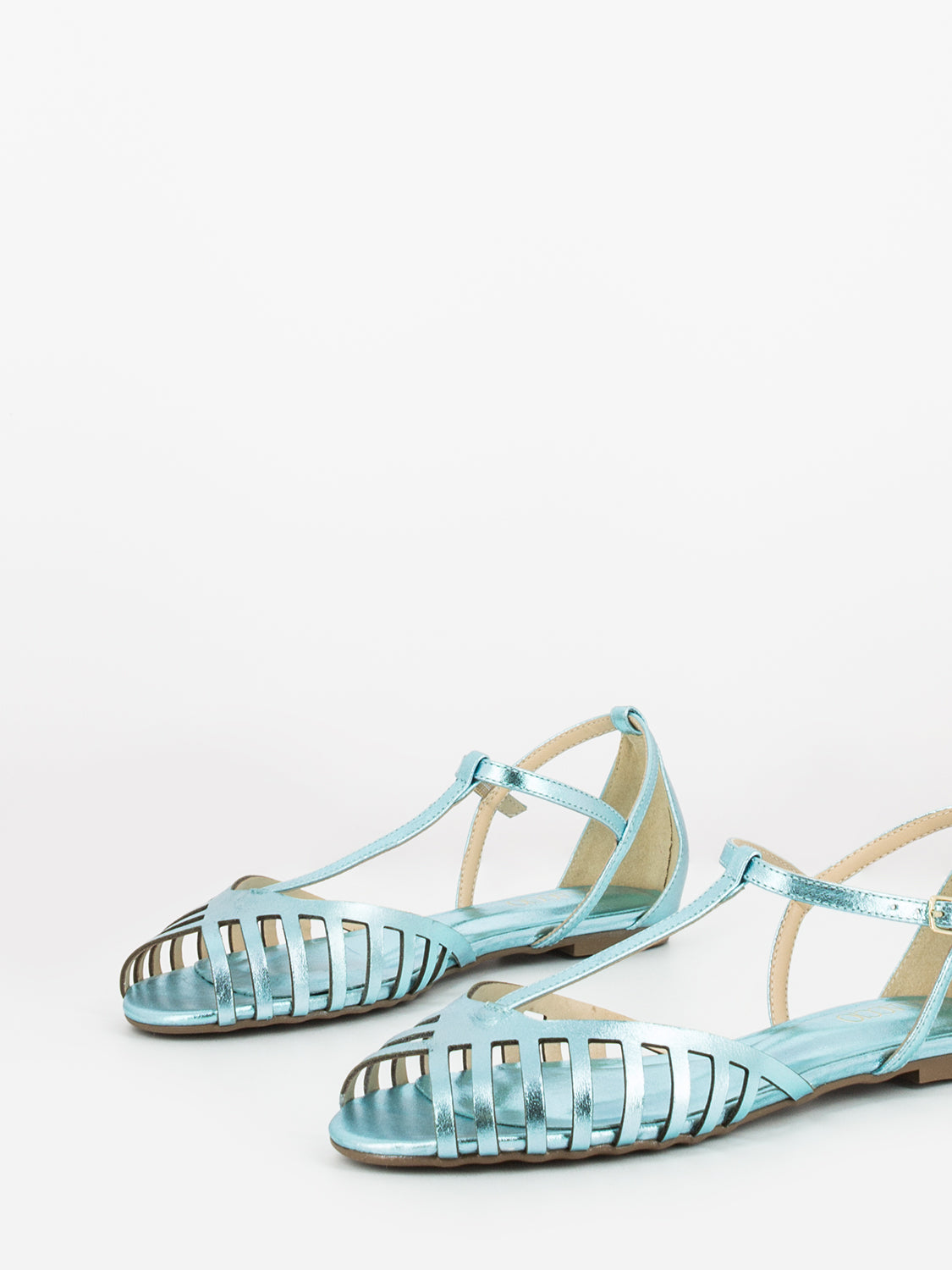 Ballerine Cristal open-toe a gabbia sky