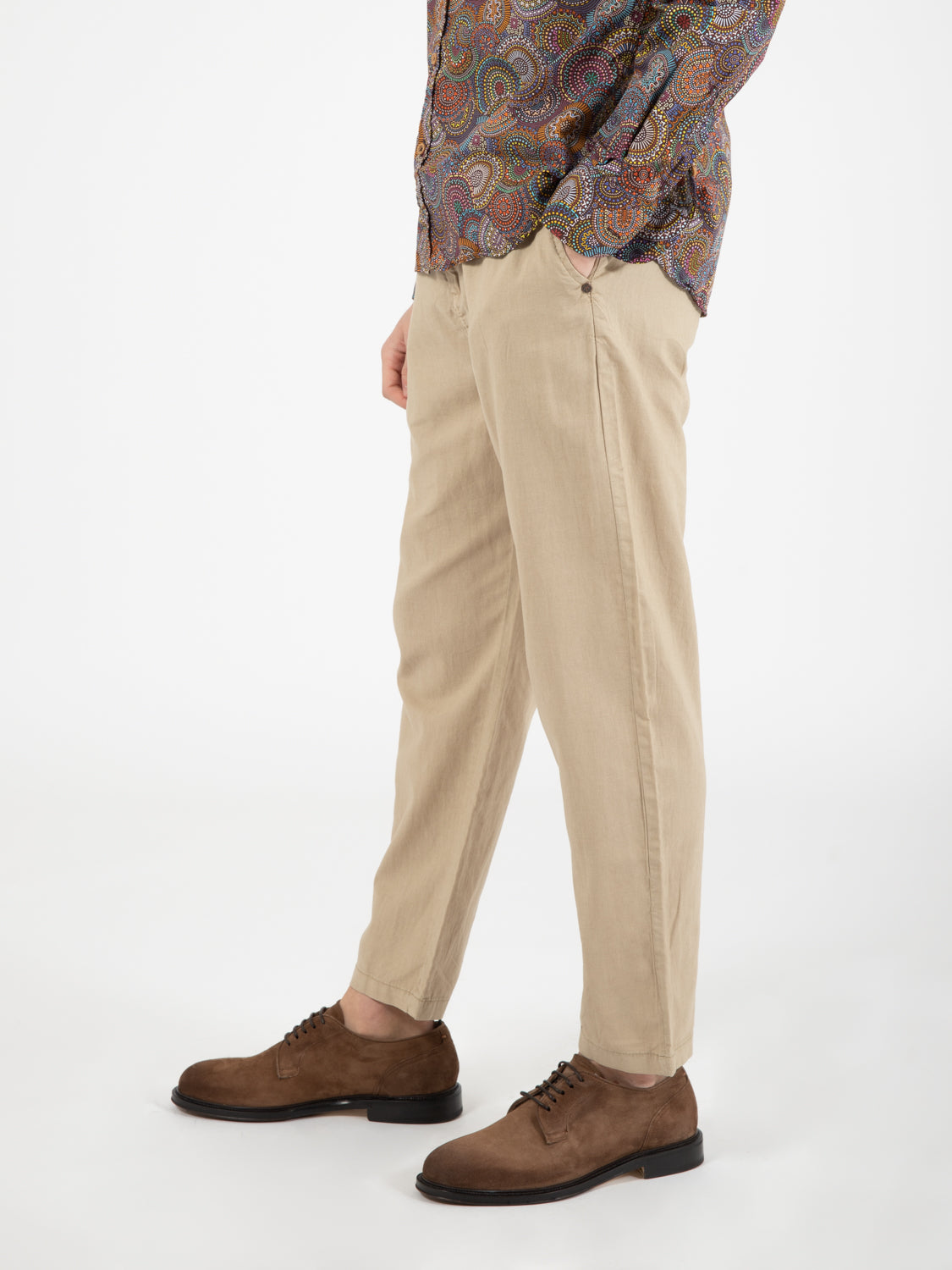 Chino long loose elastic mix linen desert