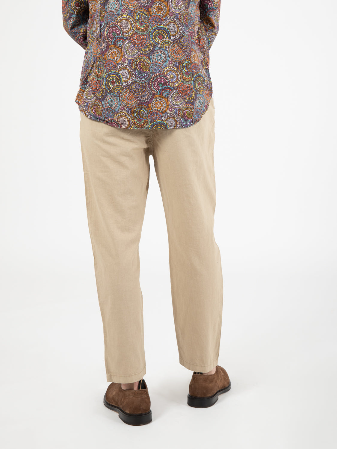 Chino long loose elastic mix linen desert