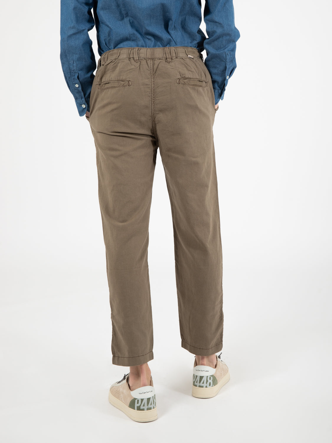 Chino long loose elastic mix linen mud