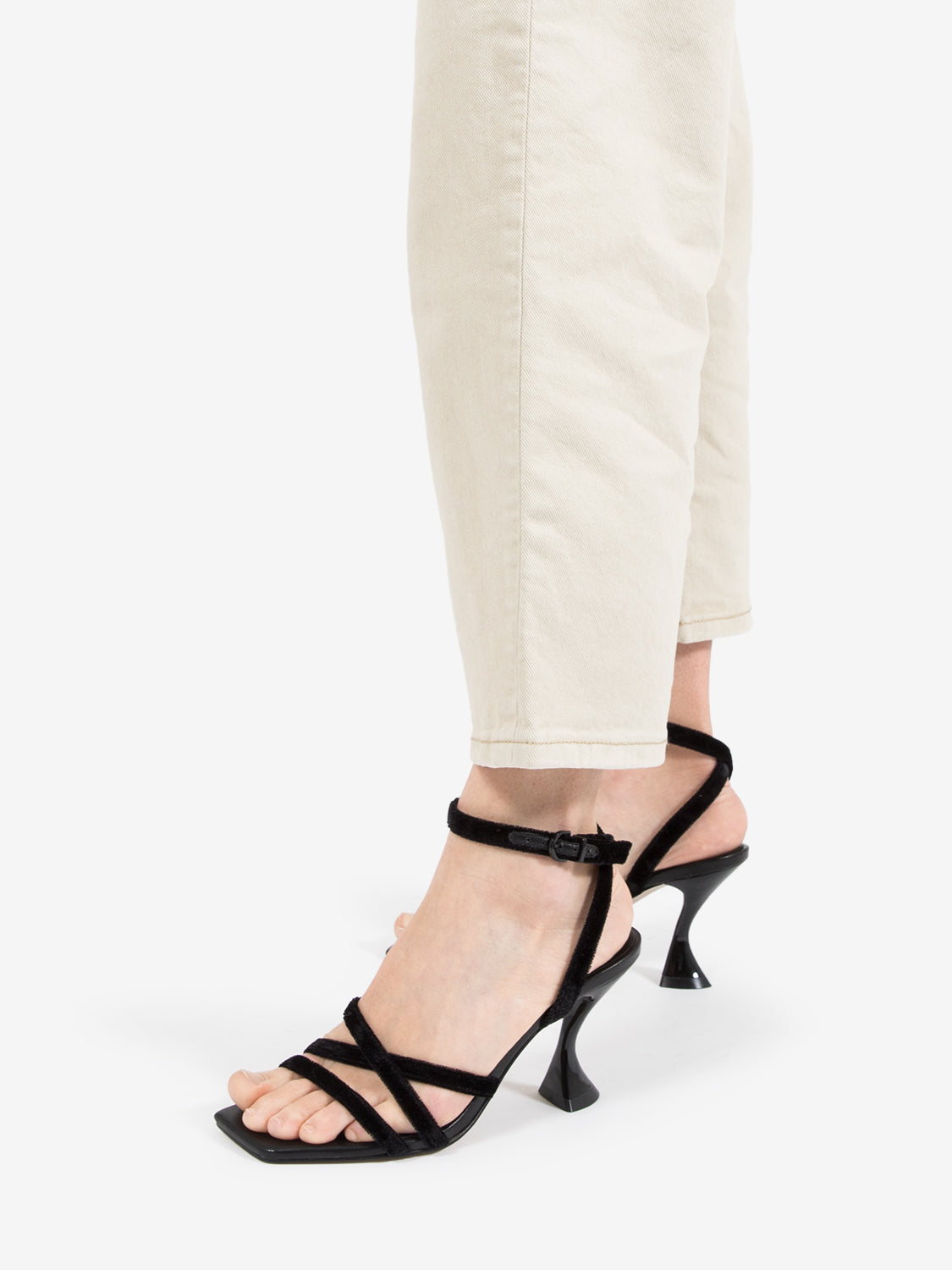 Miranda black velvet sandals