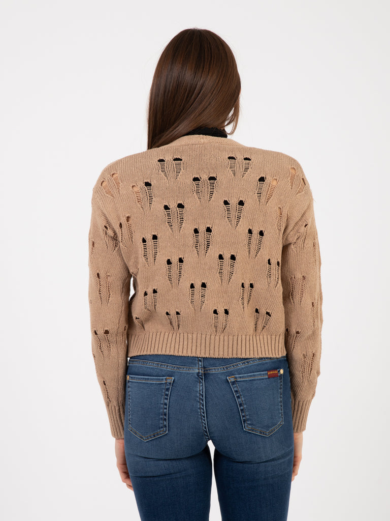 KAOS - Cardigan traforato corda