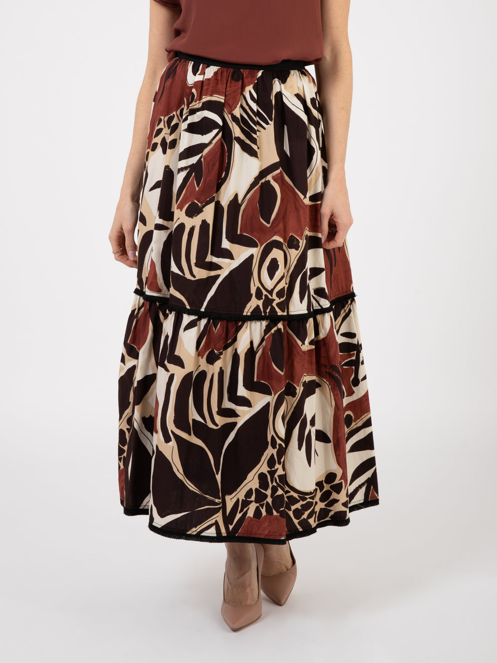 Long skirt with burnt pattern