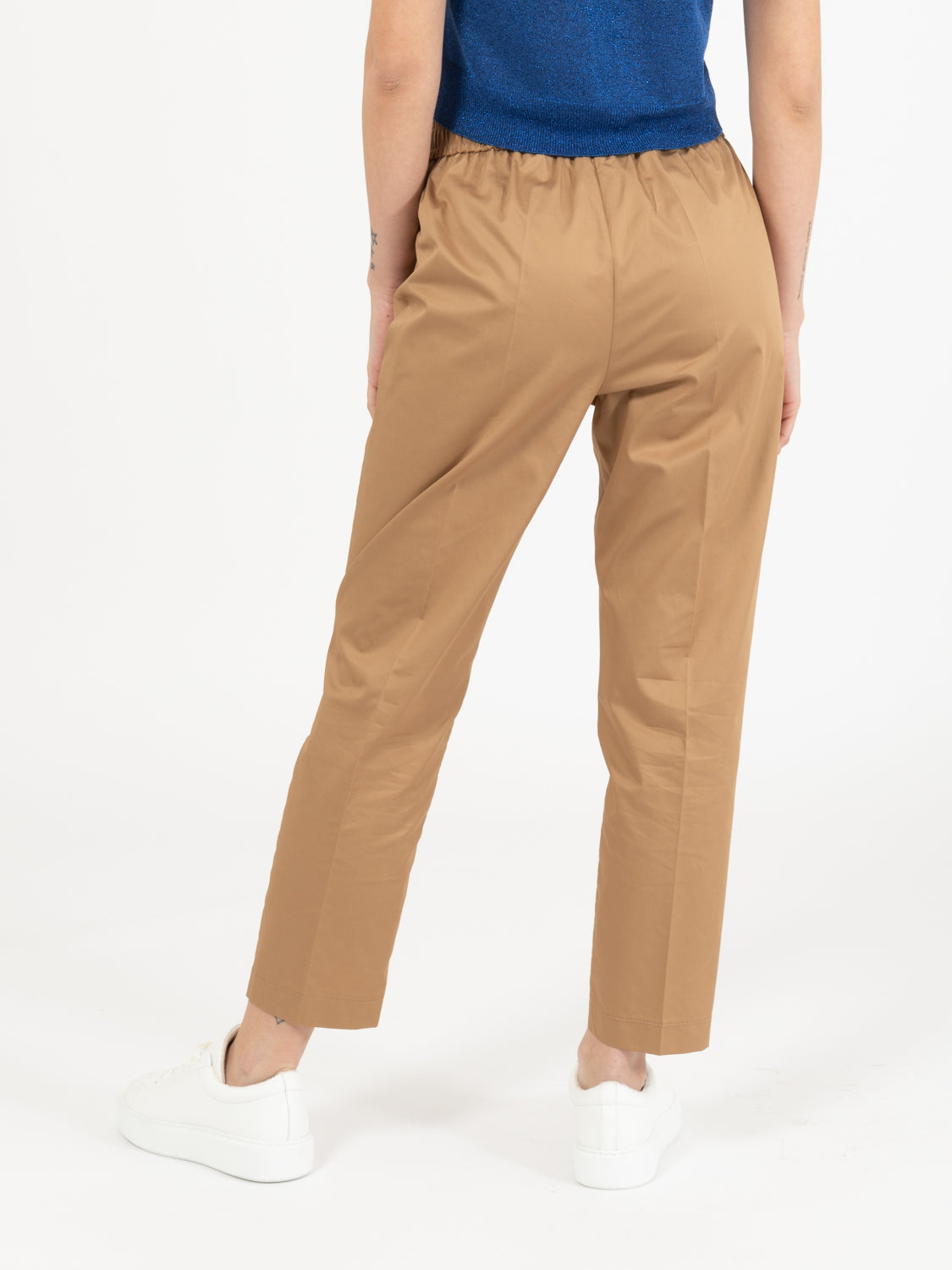 Jogger crop cotone sabbia