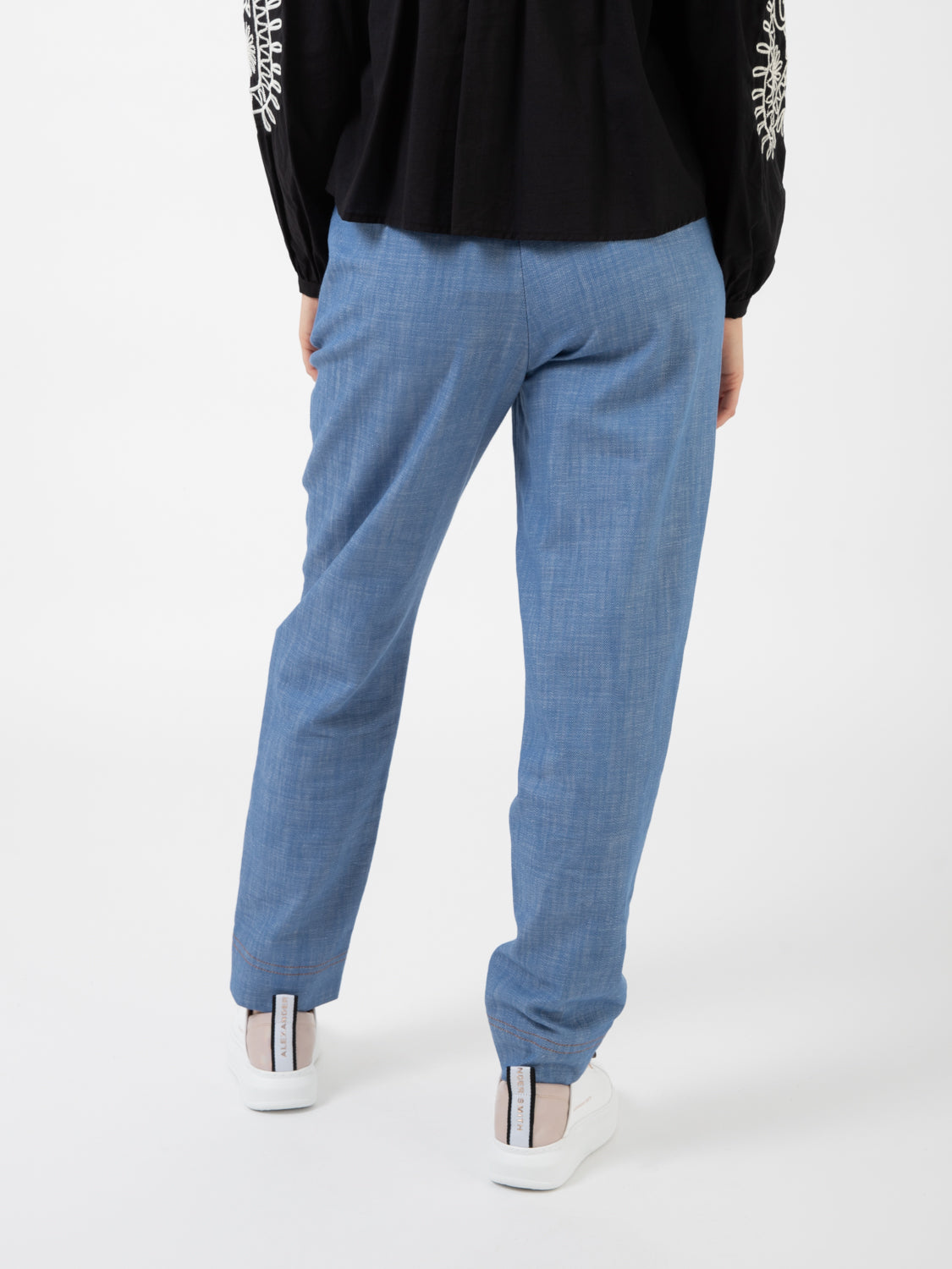 Joggers in tela di cotone azzurro
