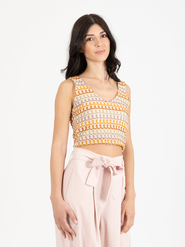 KAOS - Top in maglia traforato multicolor