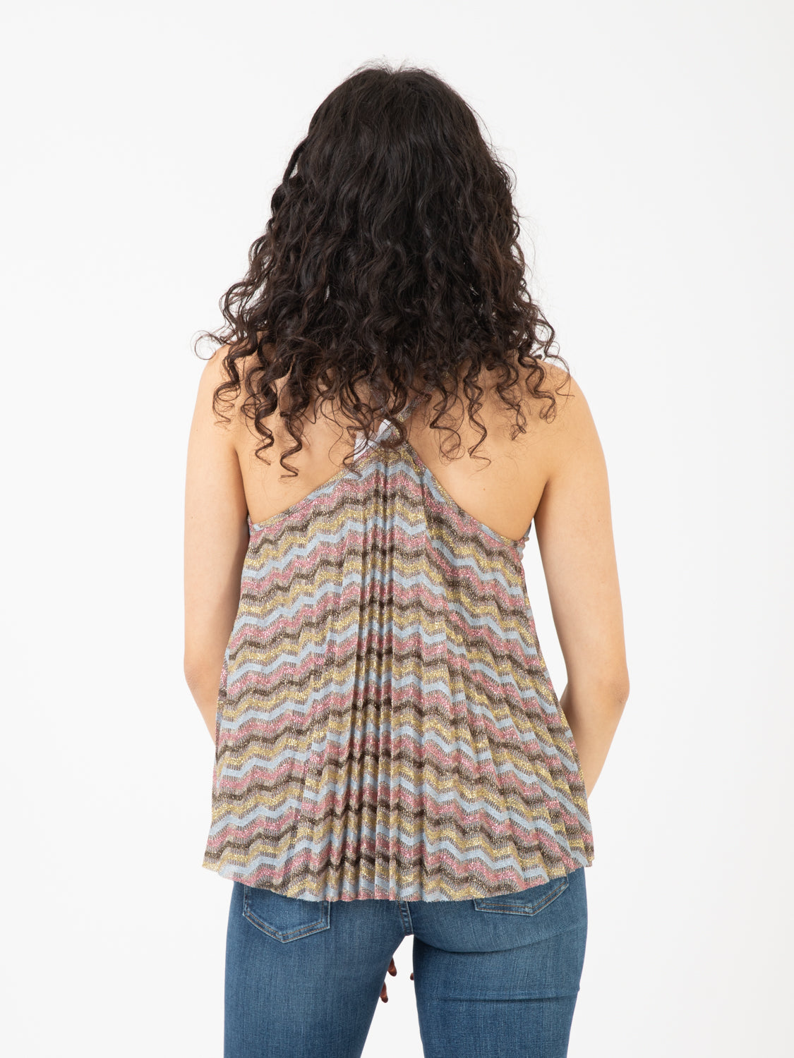 Pleated lurex top with pattern
