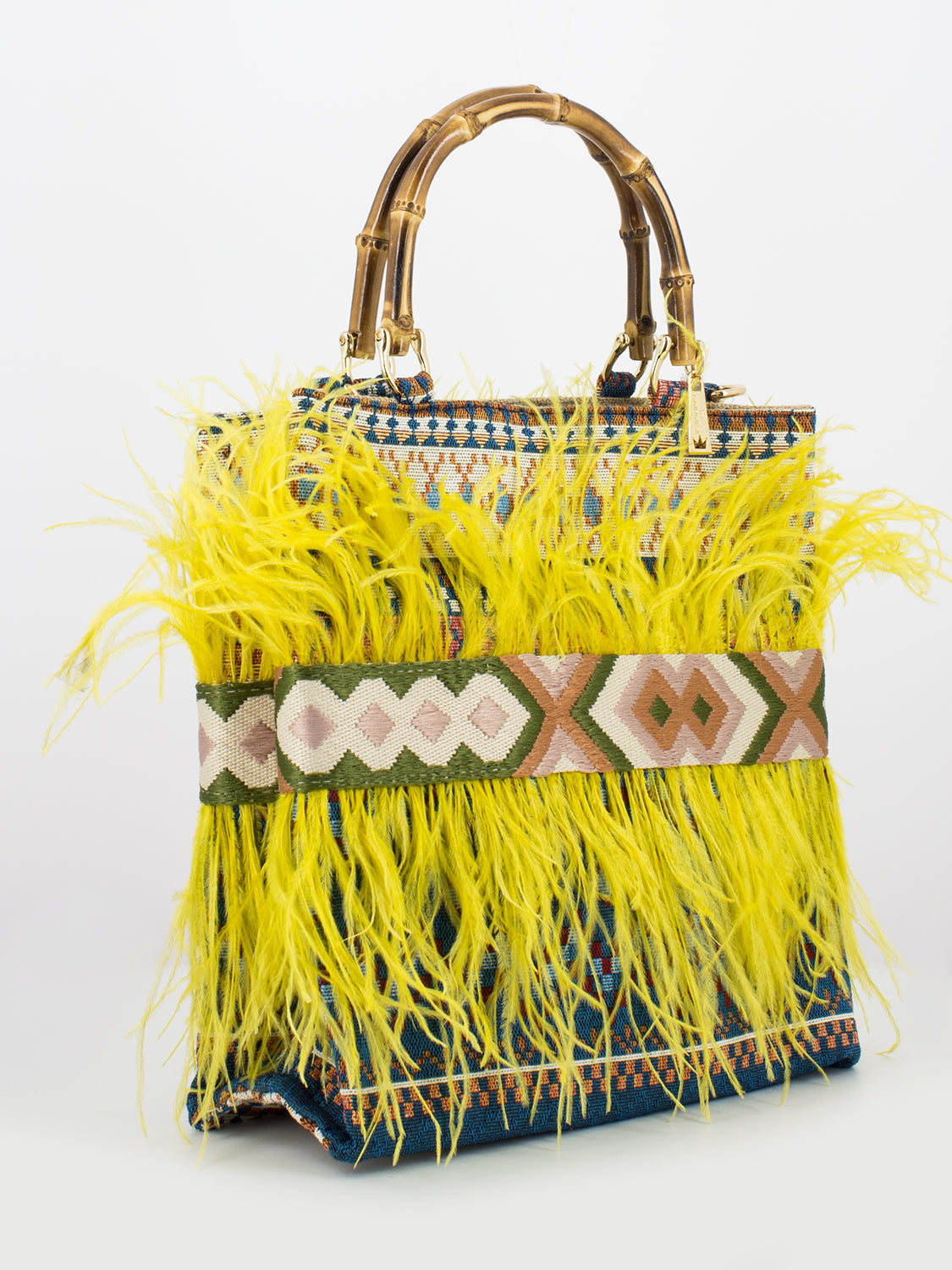 Borsa Twiggy multicolor con piume