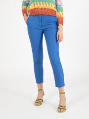 MALIPARMI - Pantaloni stretch cotton avio light blue