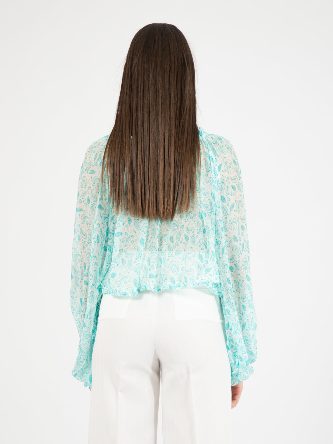 Camicia corta fantasia azzurra