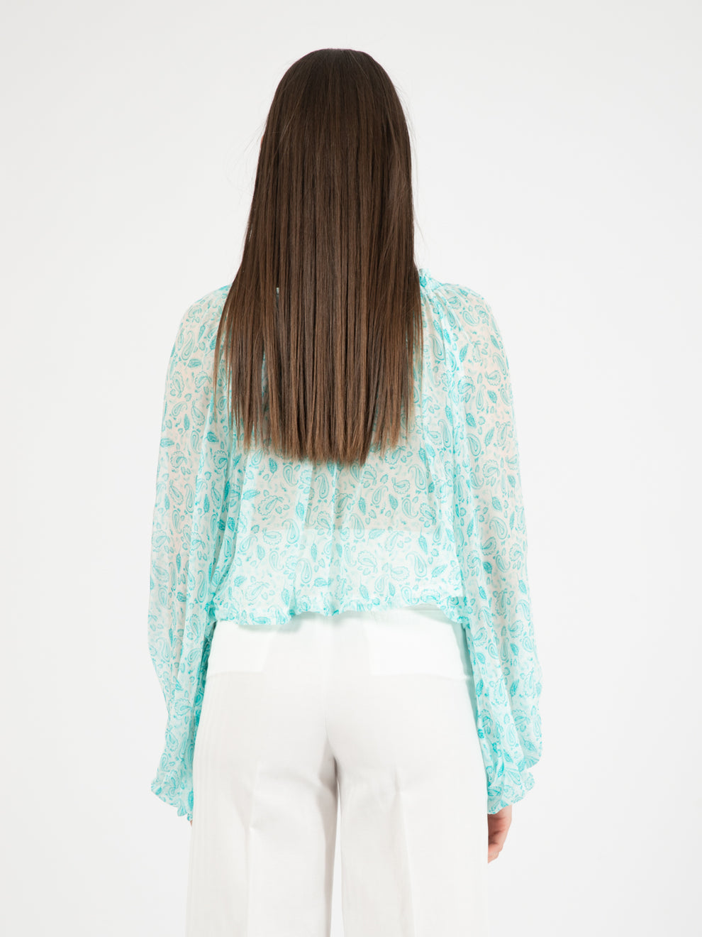 Camicia corta fantasia azzurra