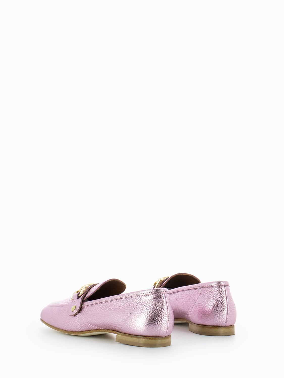 Mina pink laminated moccasins
