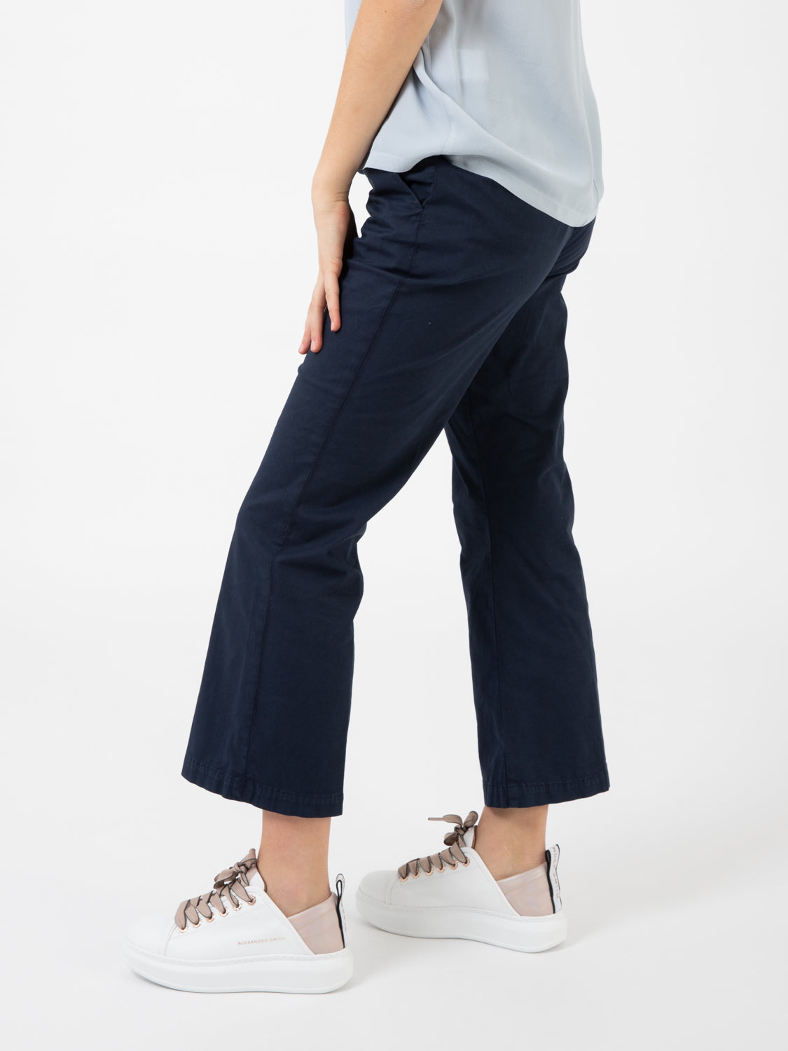 Pantaloni trombetta gabardina blu