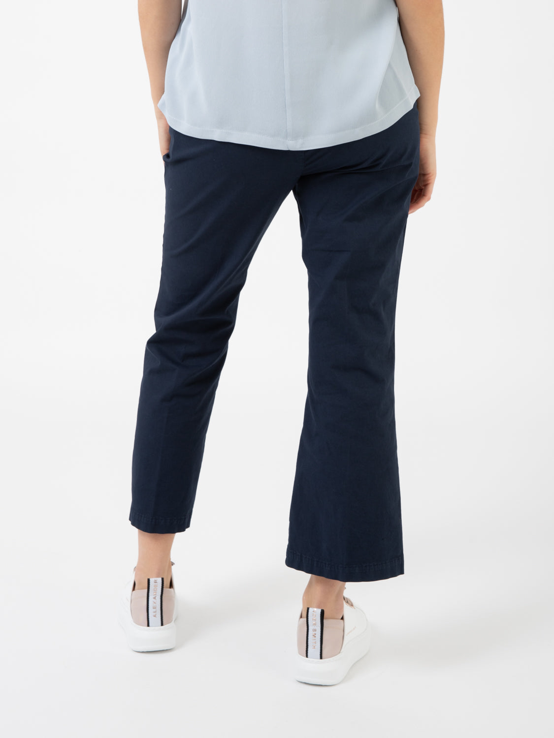 Pantaloni trombetta gabardina blu