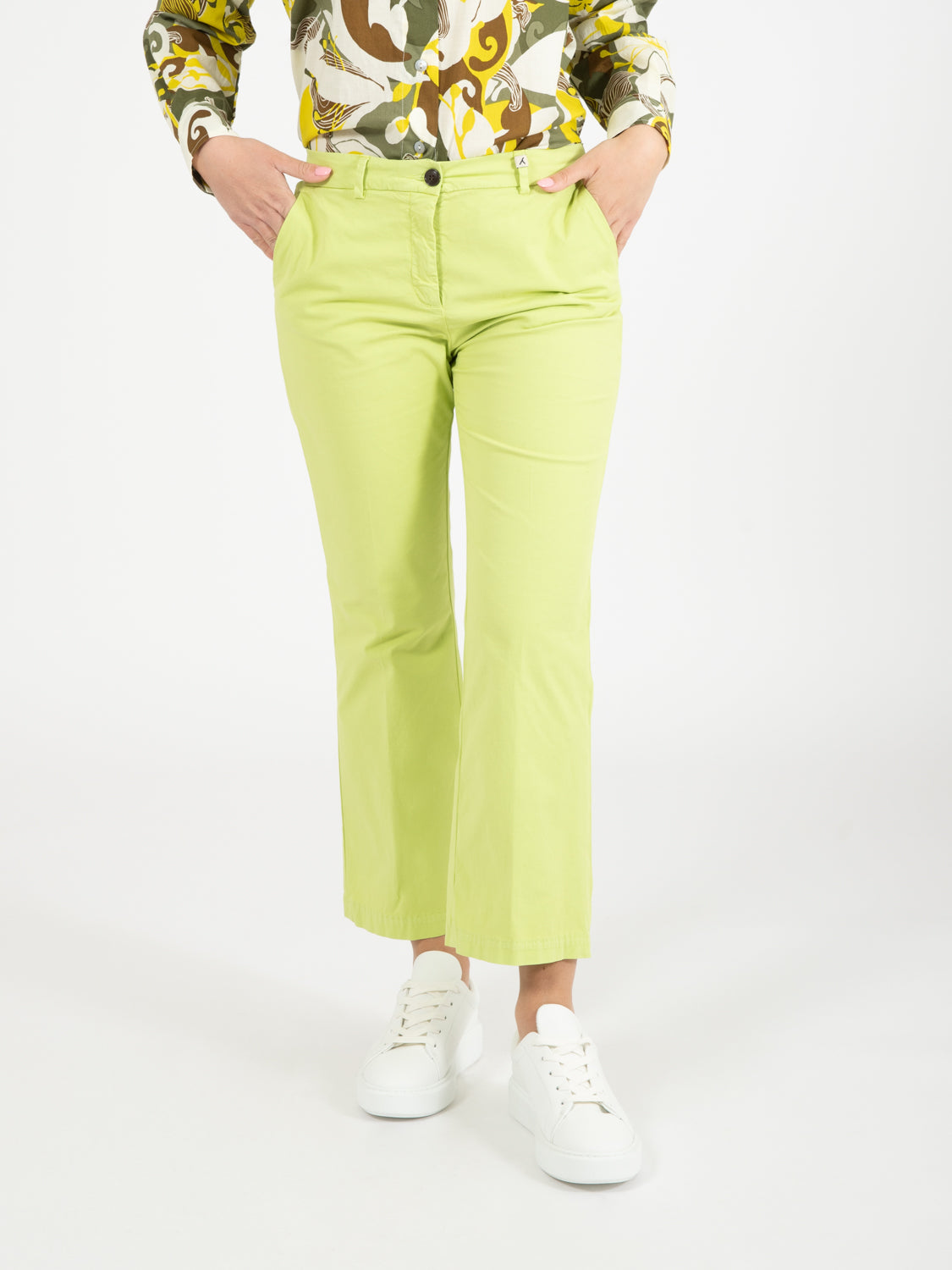 Pantaloni trombetta gabardina lime