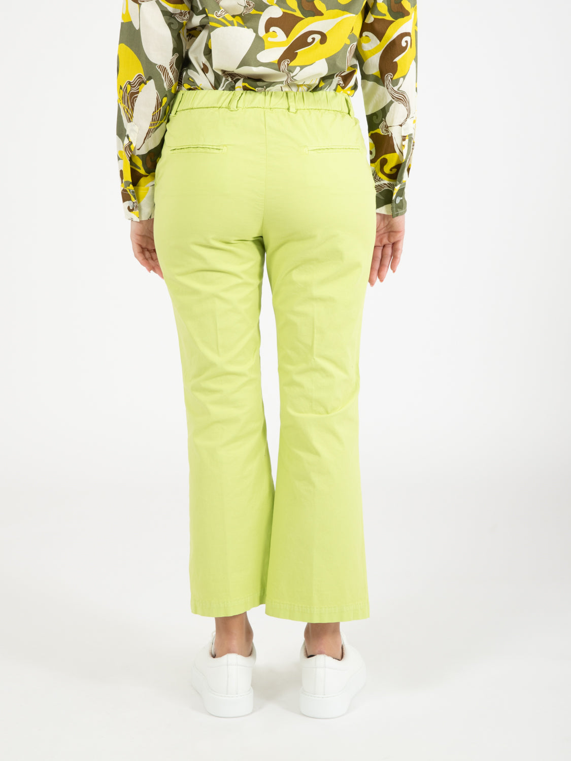 Pantaloni trombetta gabardina lime