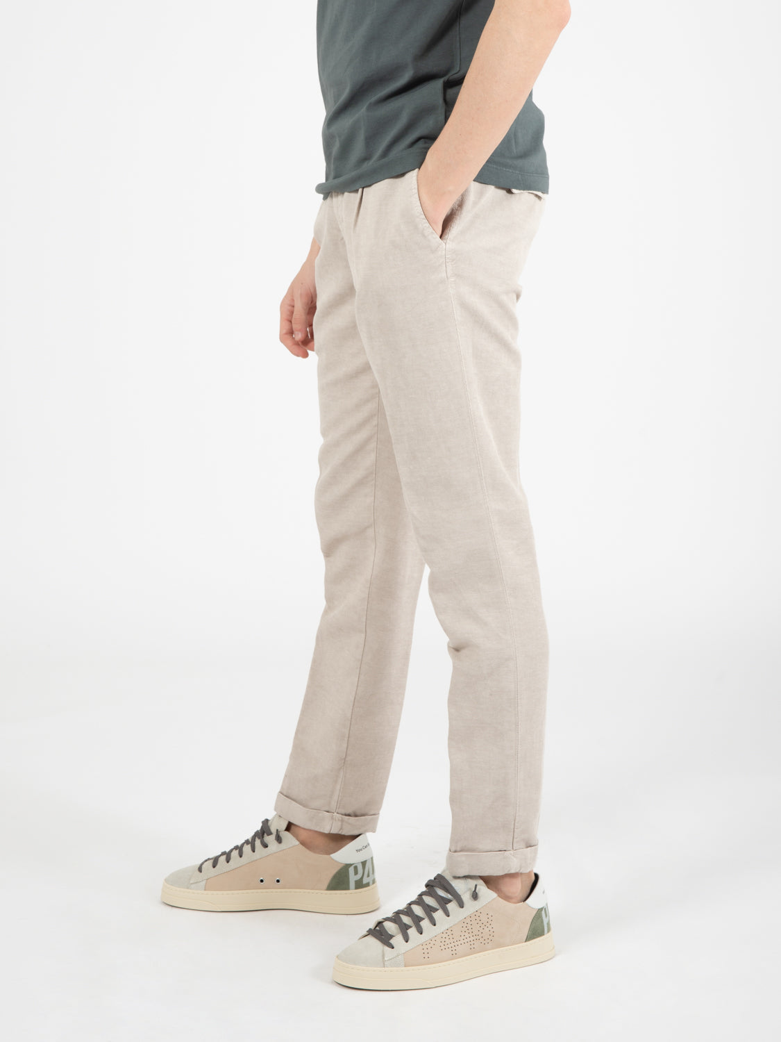Pantaloni Zeus in lino e cotone fango