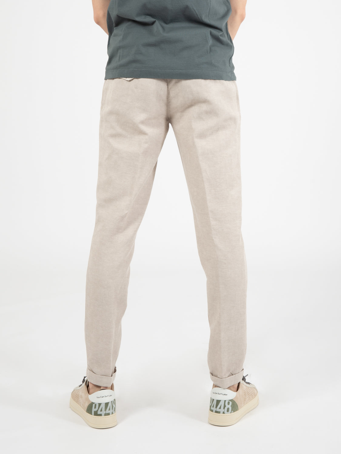 Pantaloni Zeus in lino e cotone fango