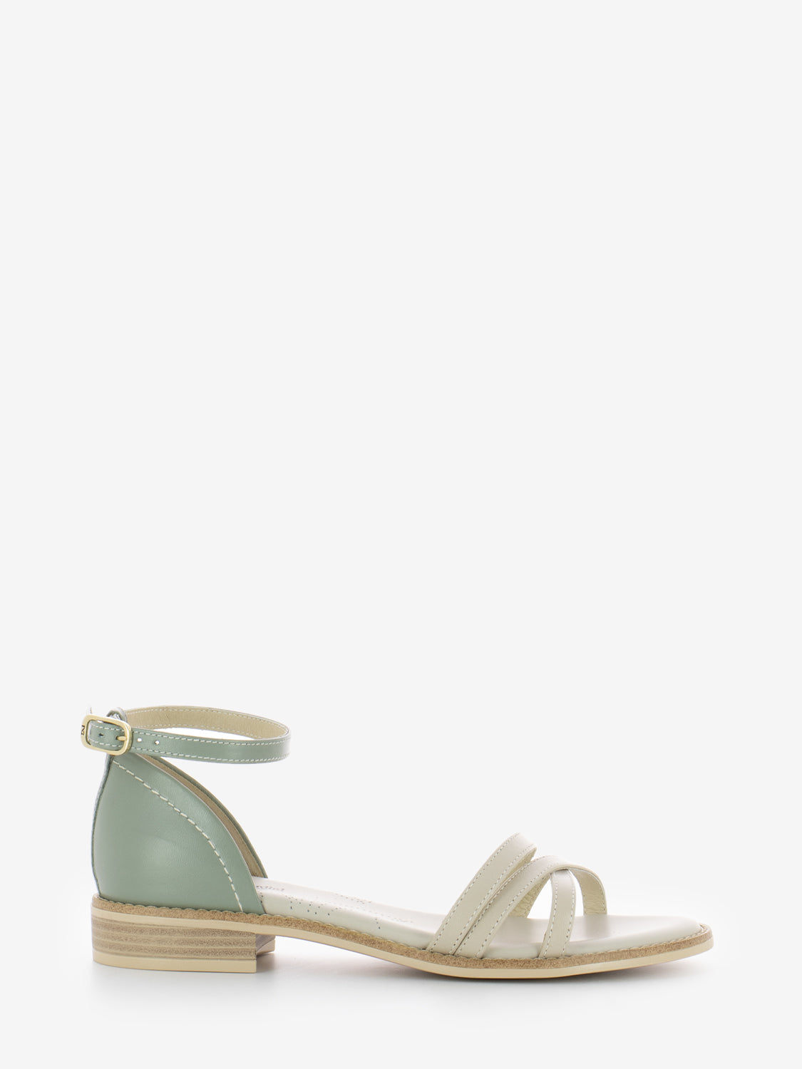 Sandalo basso nappa ivory / salvia