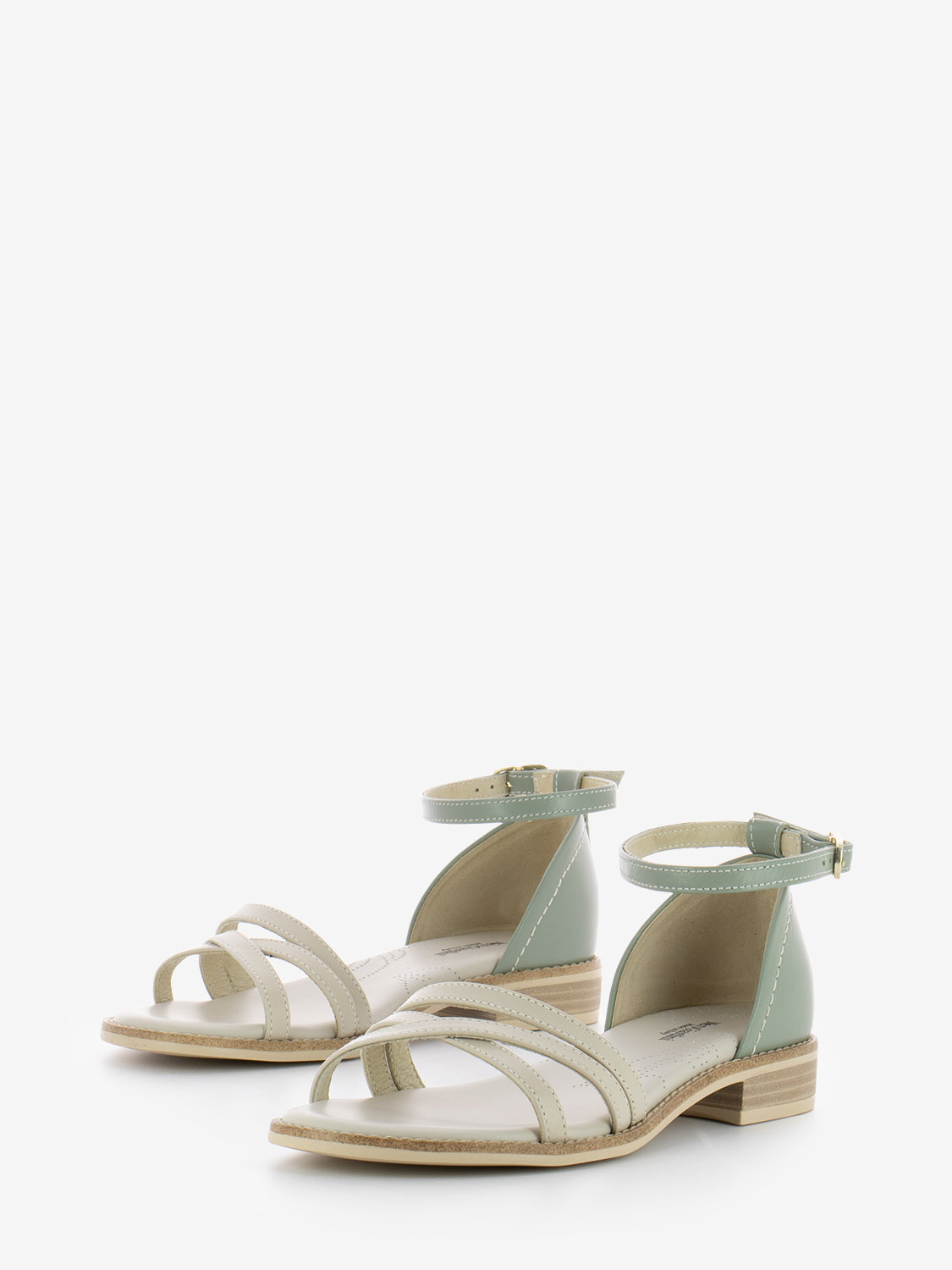 Sandalo basso nappa ivory / salvia