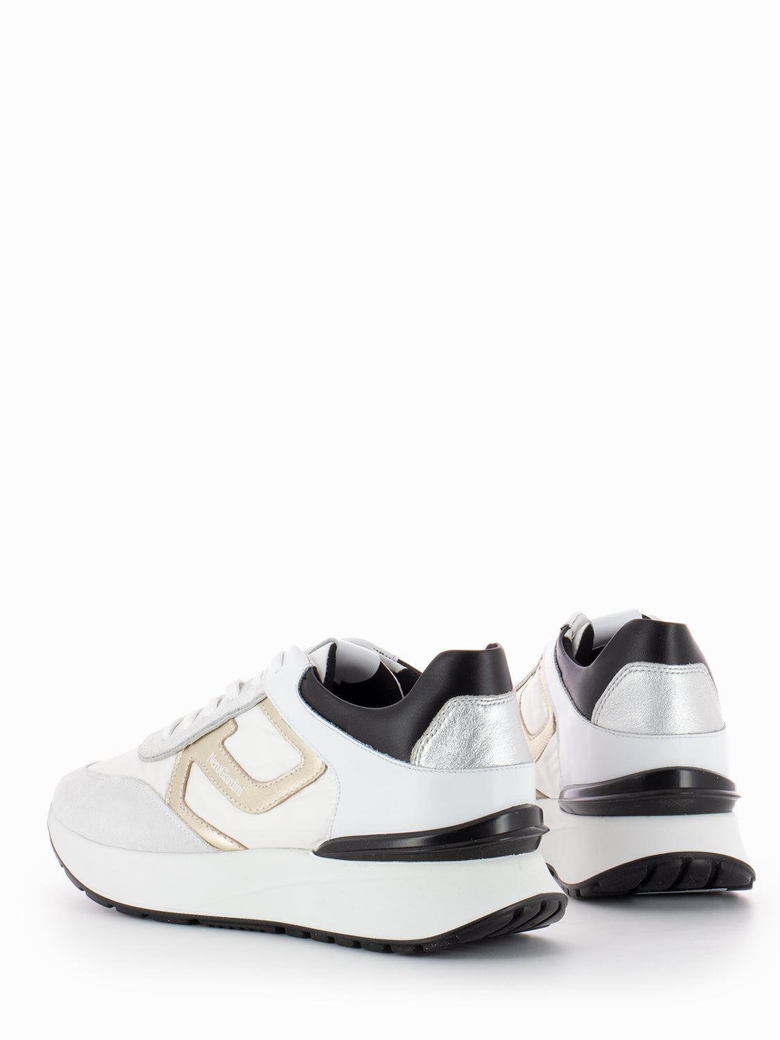 Sneakers velour bianche / nere
