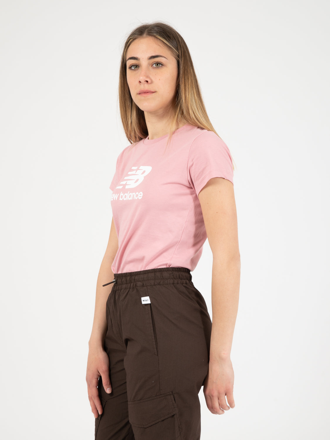 T-shirt Essentials Stacked logo rosa