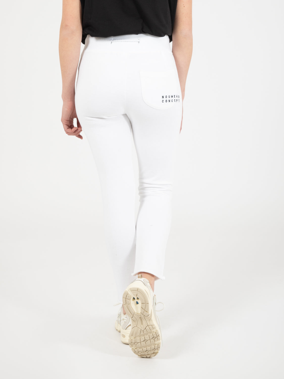 Joggers fondo taglio vivo bianco