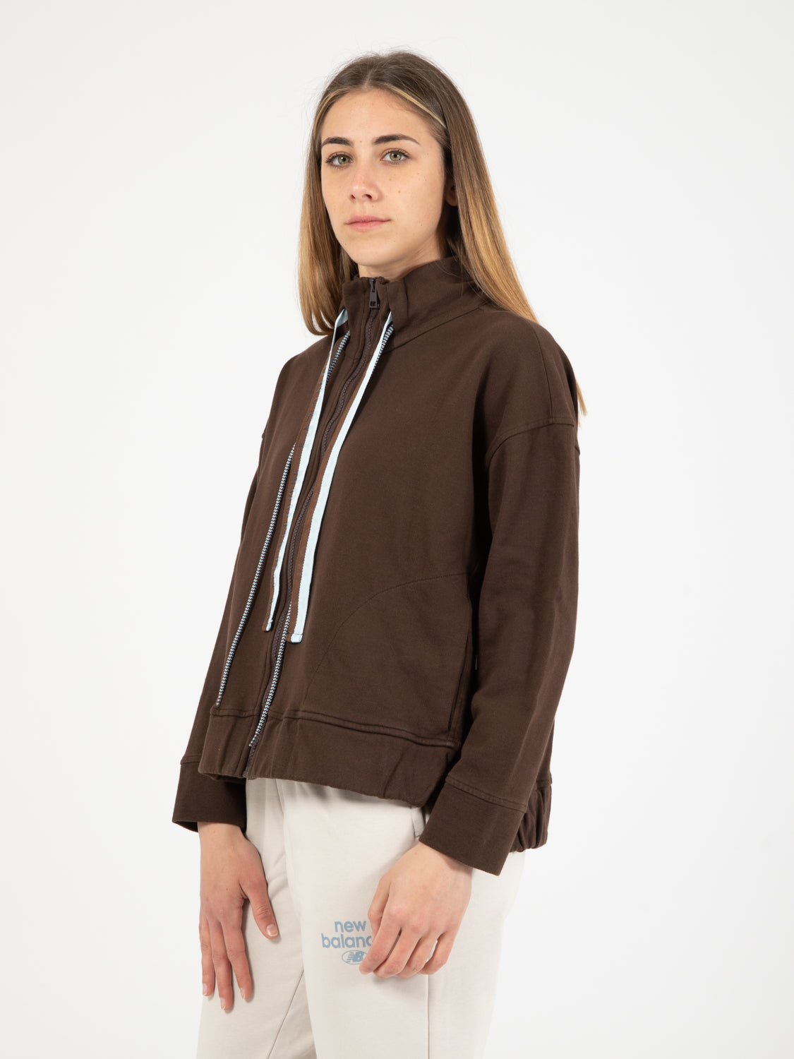 Full zip sweatshirt with double drawstring coffee