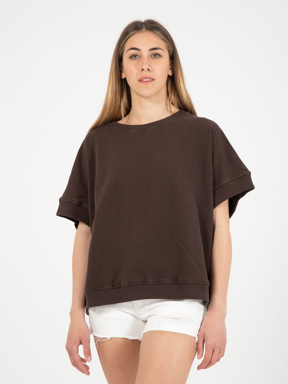 Oversized sweatshirt with coffee fringes