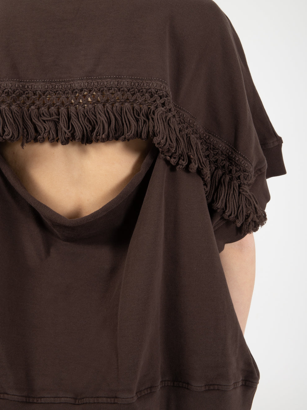 Oversized sweatshirt with coffee fringes