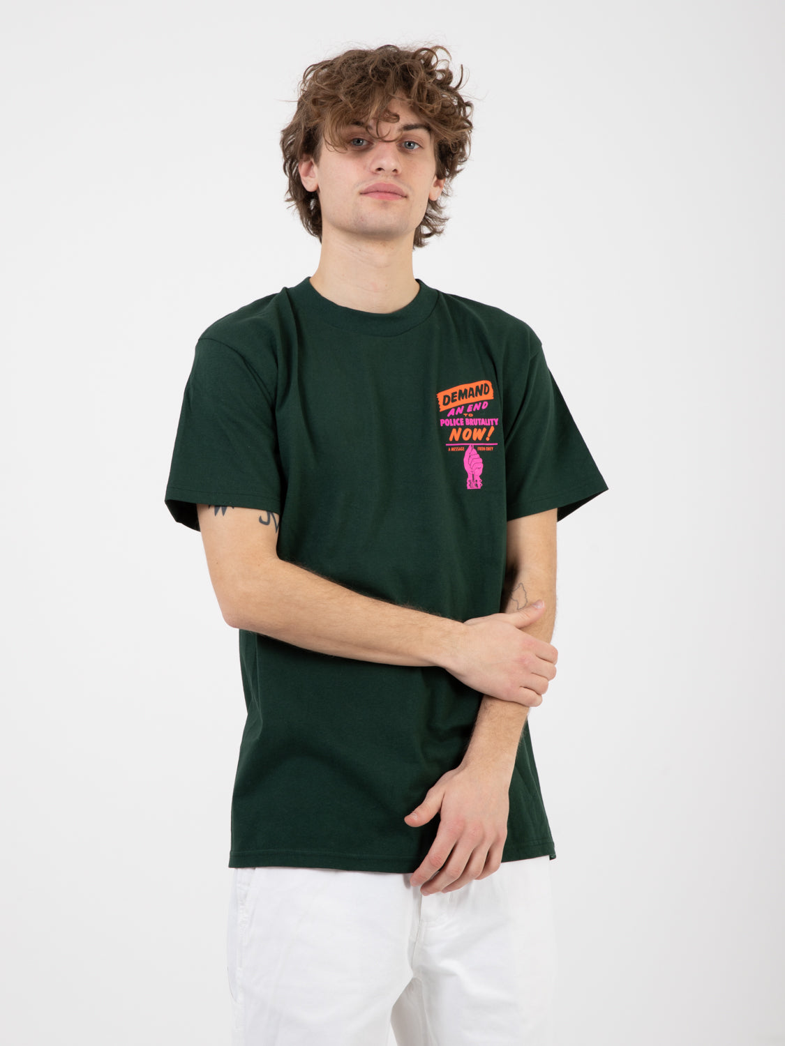 Obey End Police Brutality forest green T-Shirts