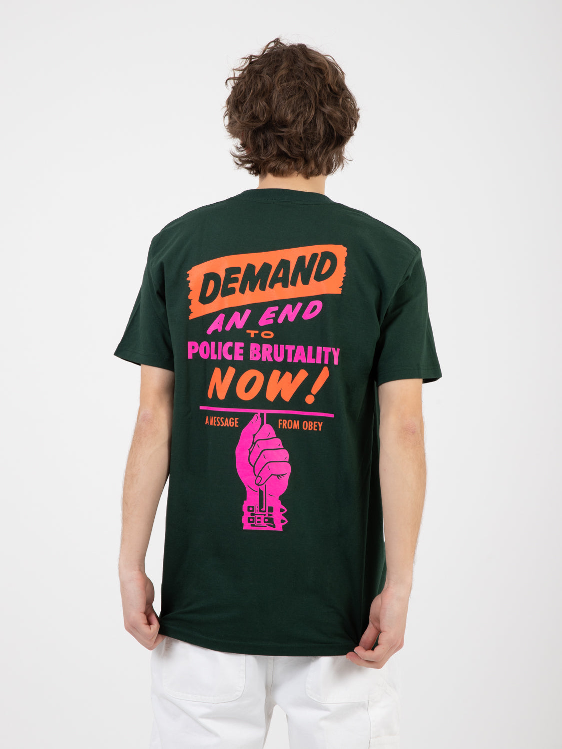 Obey End Police Brutality forest green T-Shirts