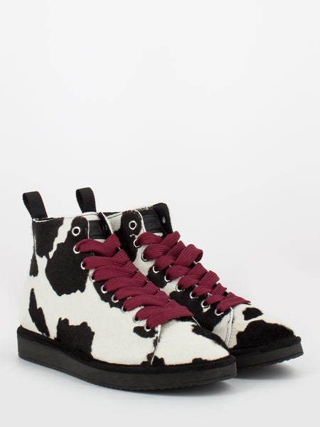 P01 ankle boot pony with cow print / burgundy