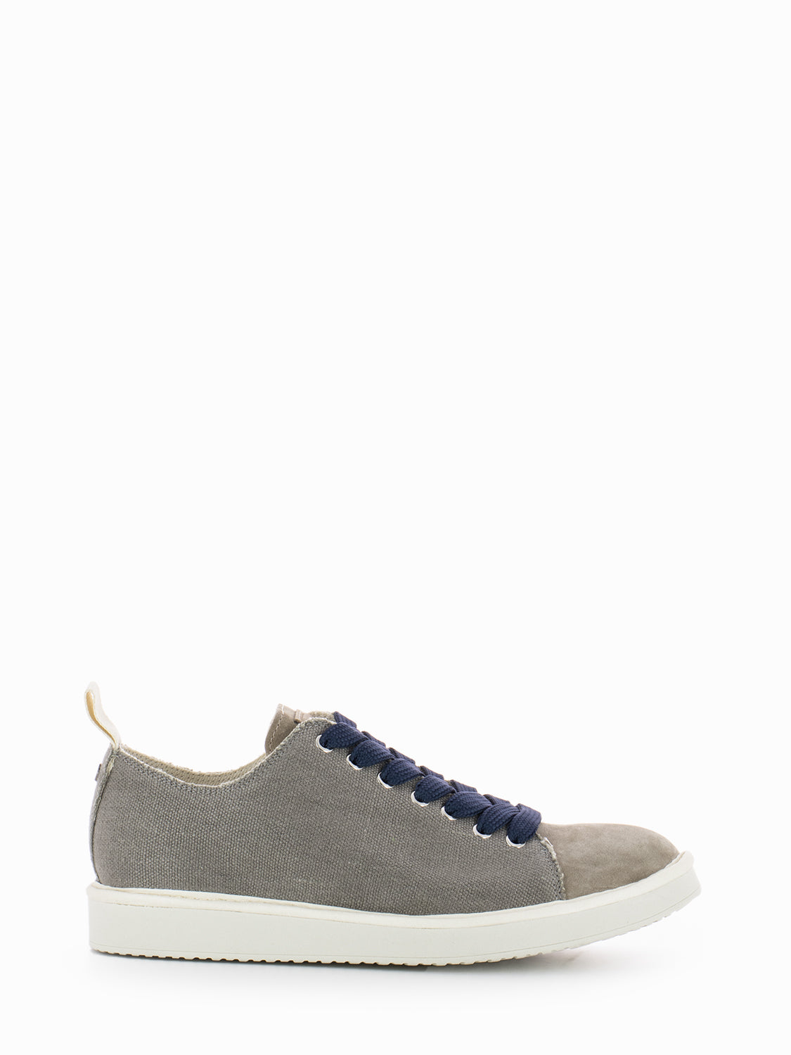 P01 Lace-Up Linen Suede grey / cobalt