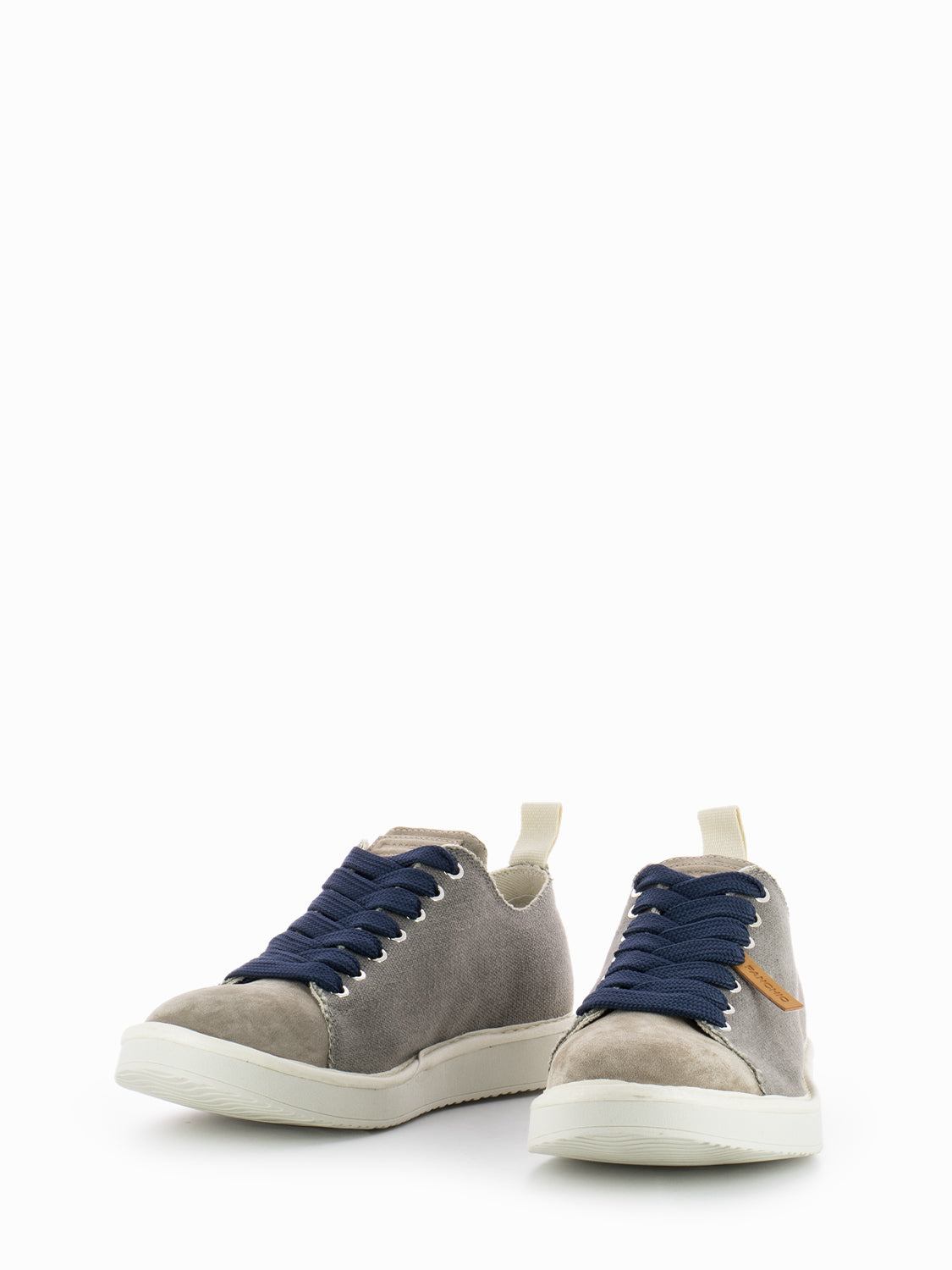 P01 Lace-Up Linen Suede grey / cobalt