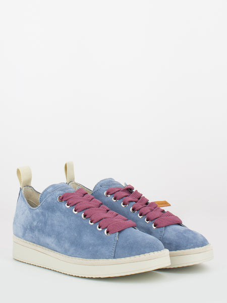 P01 lace-up sustainable suede blue blizzard / brownrose