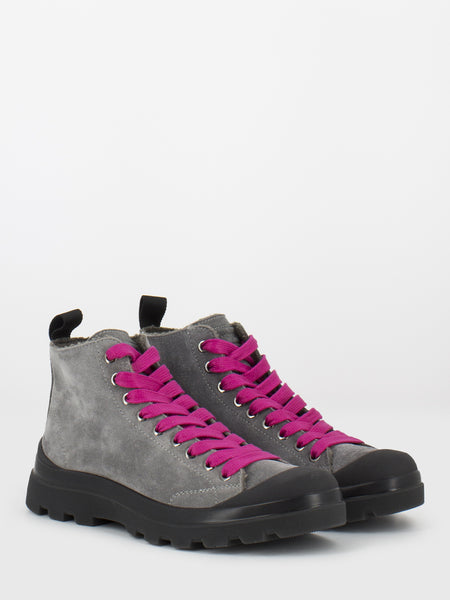 P03 Ankle boot suede wool lining grey / fuxia