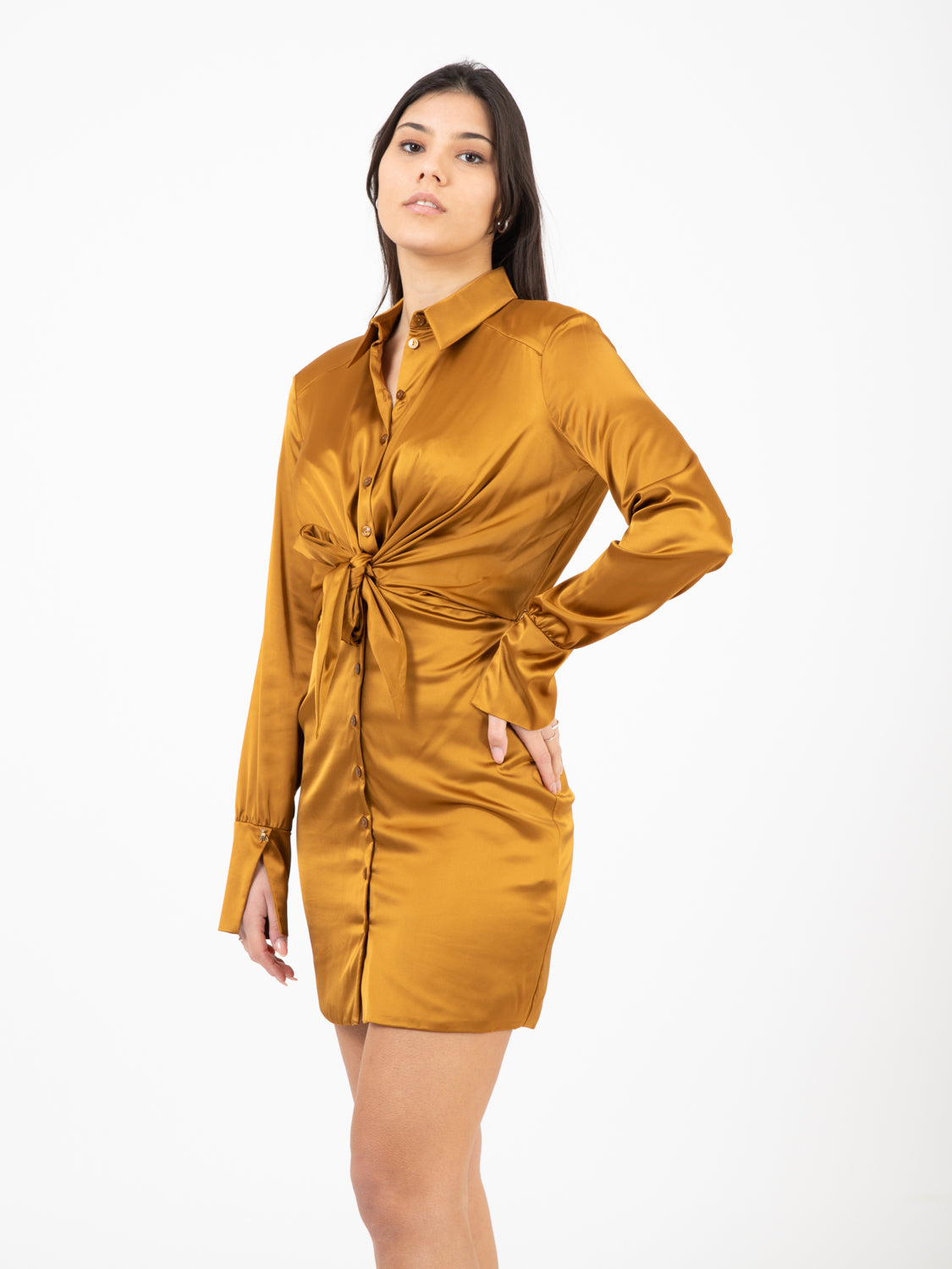 Abito corto chemisier spicy brown