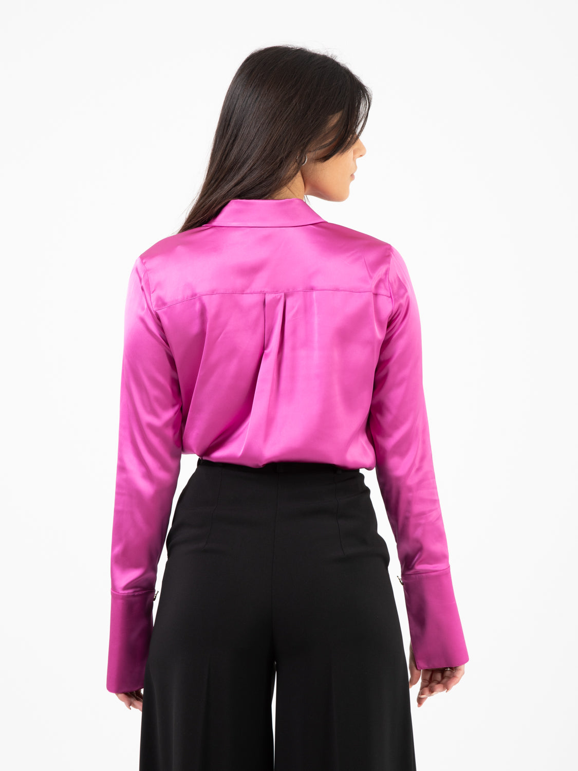 Camicia fluida in raso orchid purple