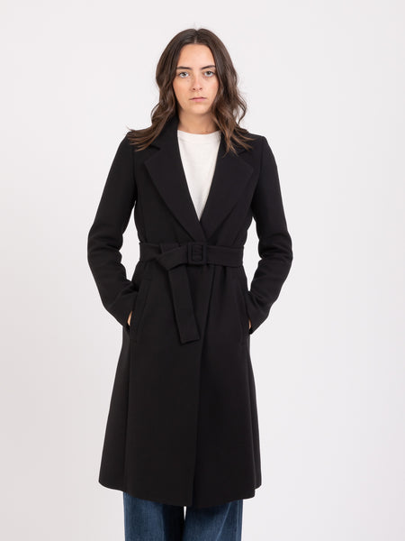Cappotto Essential nero con cintura