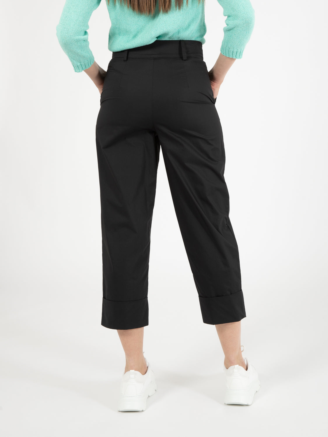Pantaloni maxi risvolto nero